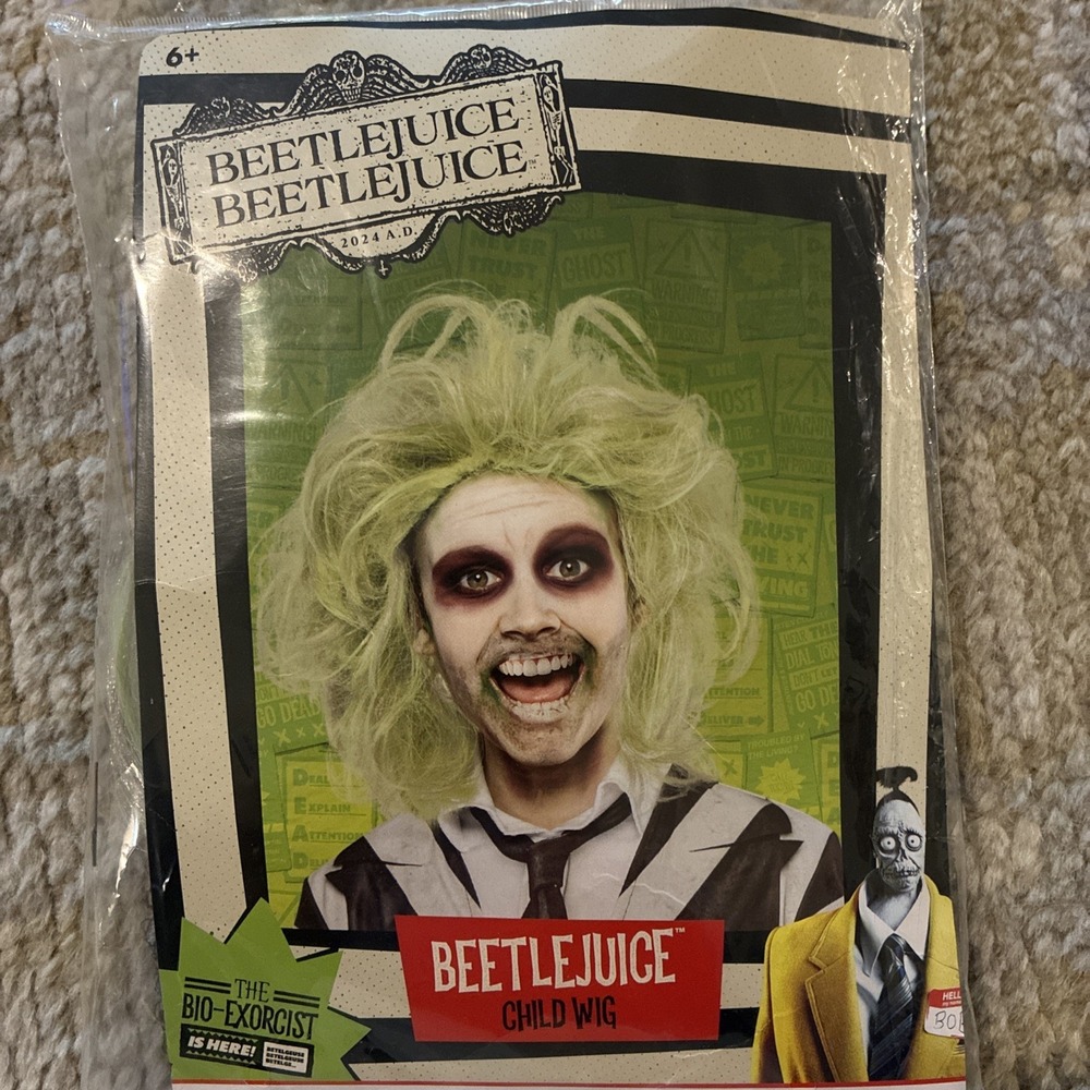 Rubies Beetlejuice Kids Costume Green Wig Halloween Child One Size NEW